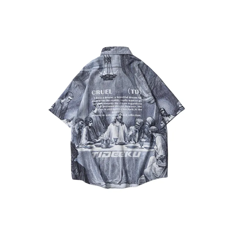 Retro Character Printed Antique Shirt-1