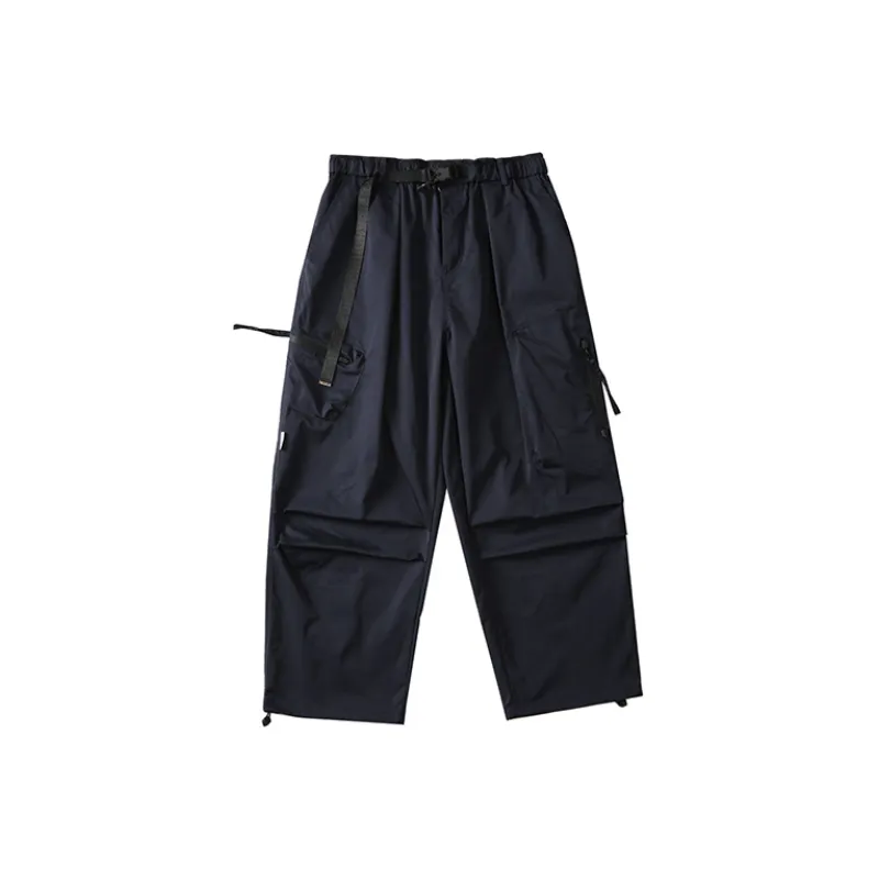 Solid Color Zipper Pocket Decor Multi functional Work Pants-6