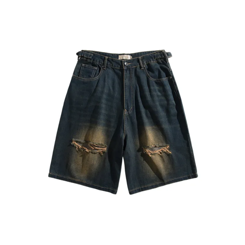 Fashionable Loose Baggy Denim Shorts-0