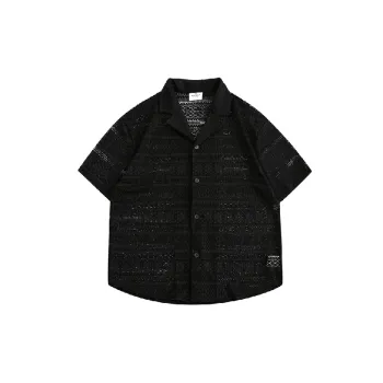 Hollow Out Loose Blended Synthetic Fabrics Shirt Unisex