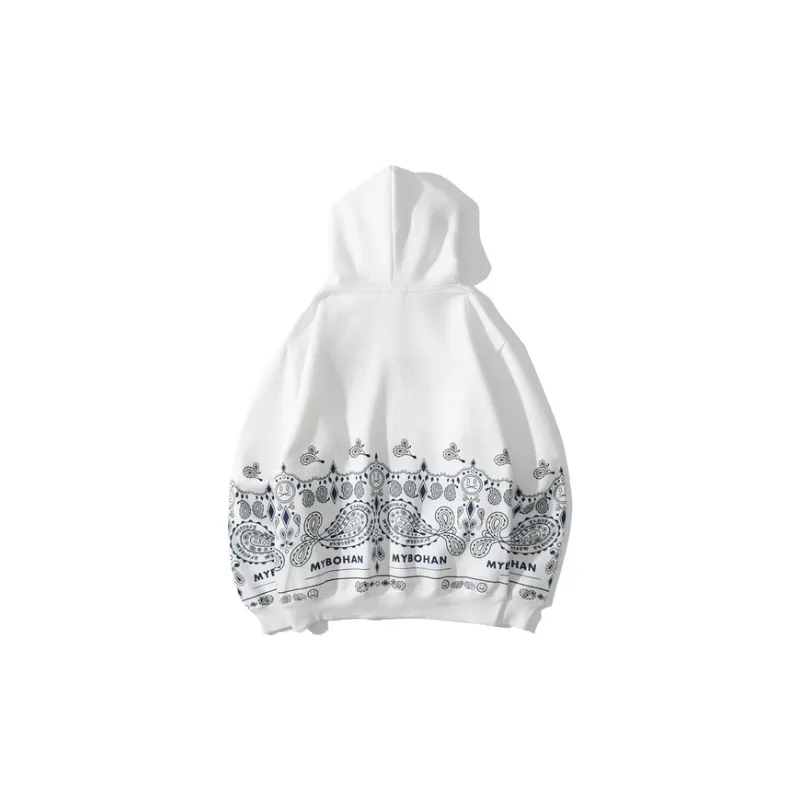 Cashew Flower Print Plus Velvet Sweatshirt-8