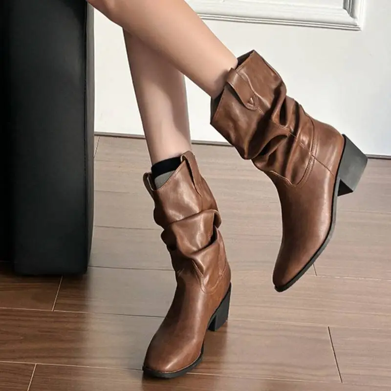 Retro Fashionable Mid Calf Boots-4