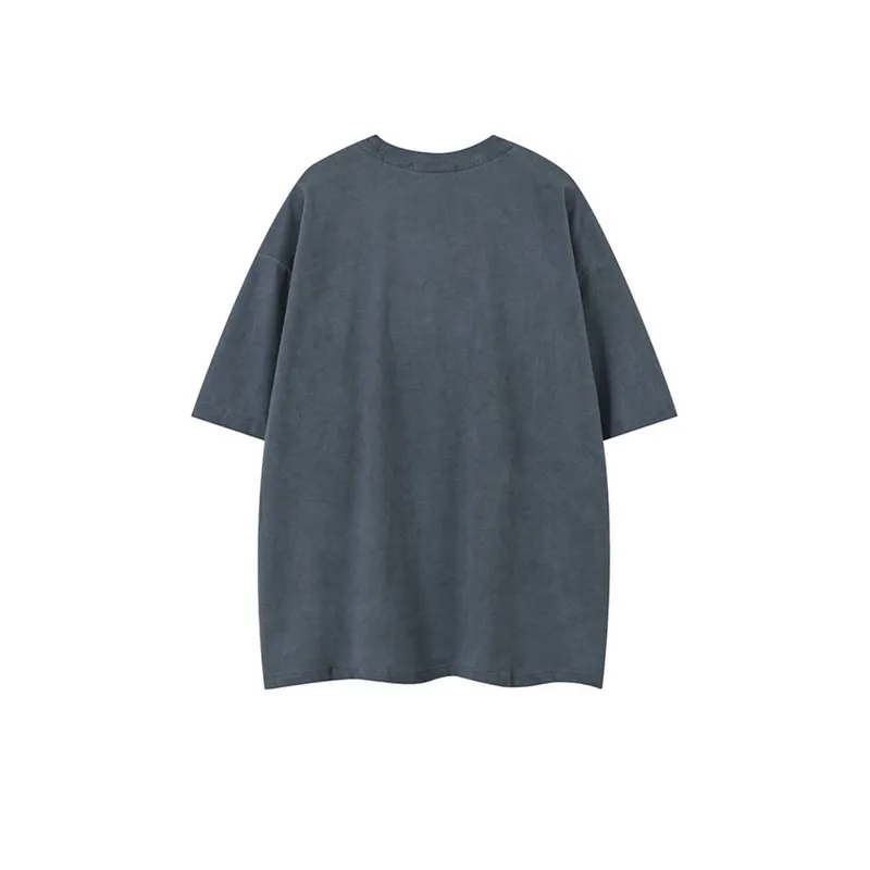 Hip Hop Denim Washed Patch T Shirt-3