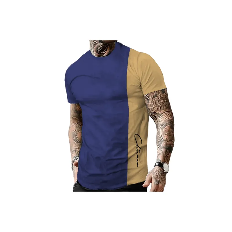 Graphic Color Block Round Neck Printing Casual Short Sleeve T shirt-6