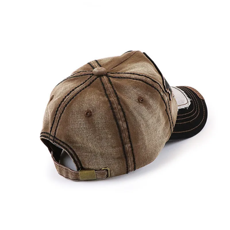 Embroidery Washed Peaked Cap-1