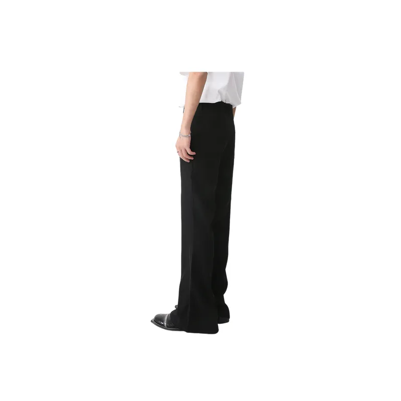 Loose Plain Blended Synthetic Fabrics Suit Trousers-5
