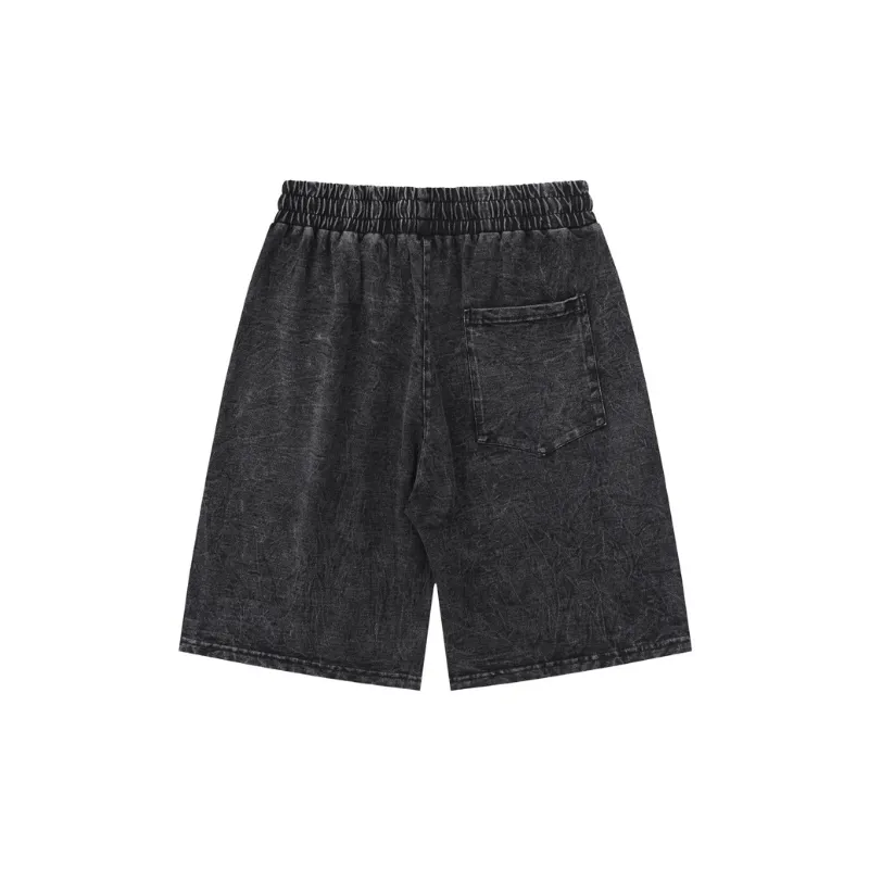 Loose Washed Distressed Shorts-1