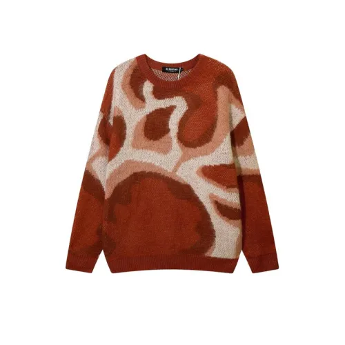 Retro Street Collisional Hairy Wool Round Neck Sweater