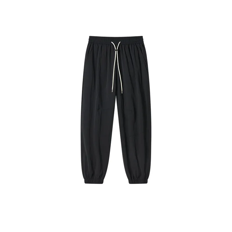 Thin Ice Silk Drawstring Ankle Pants-0