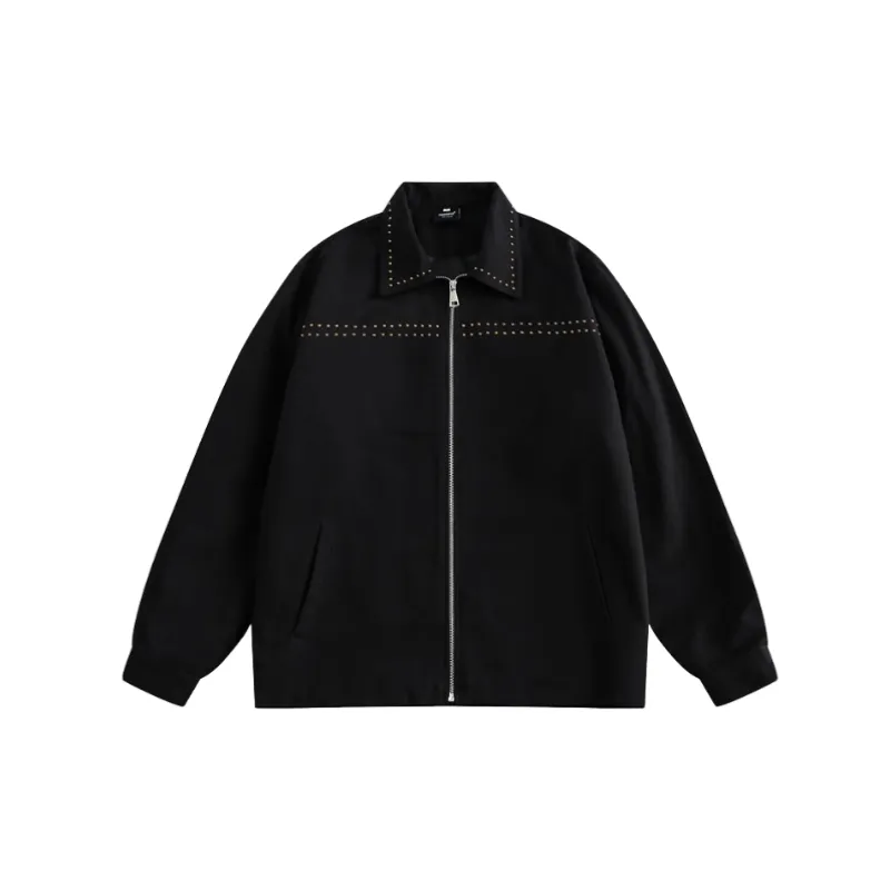 Niche Design Trendy Dark Rivet Vintage Work Jacket-0