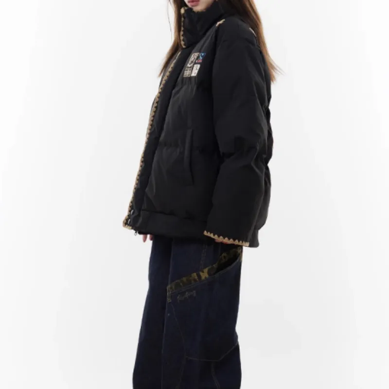 Retro Embroidere Blended Synthetic Fabrics Quilted Jacket-3