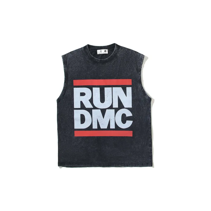 Letter Print Sleeveless Hip Hop Vest