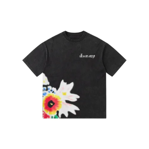 Retro Floral Printed Loose Casual Short Sleeved T Shirt