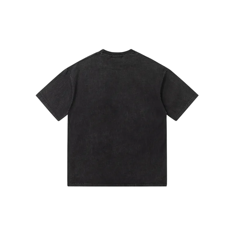 Retro Loose Washed Spray T Shirt-11