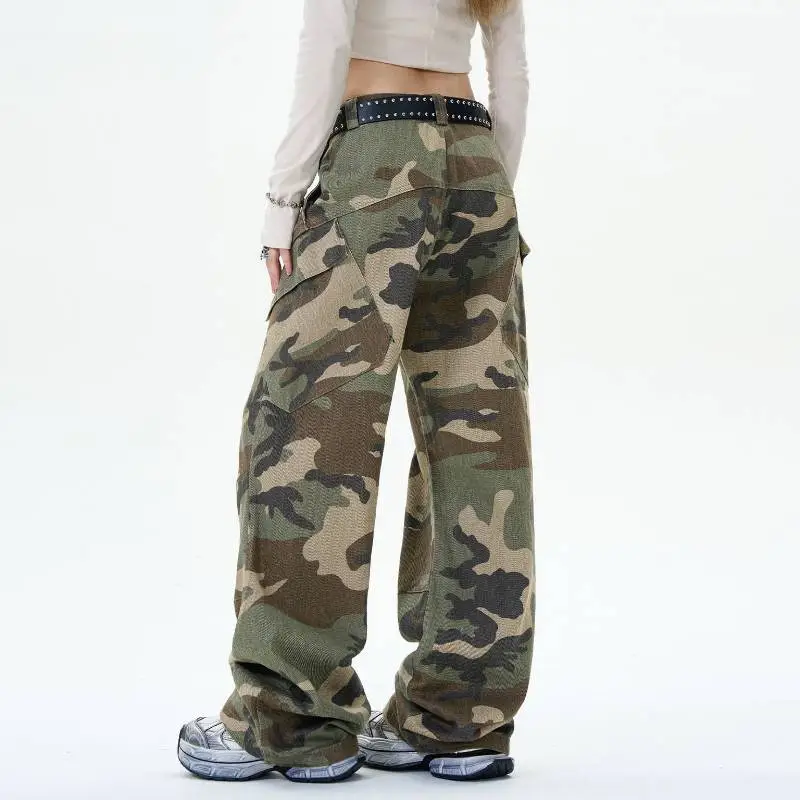 Retro Distress Cotton Cargo Pants-3