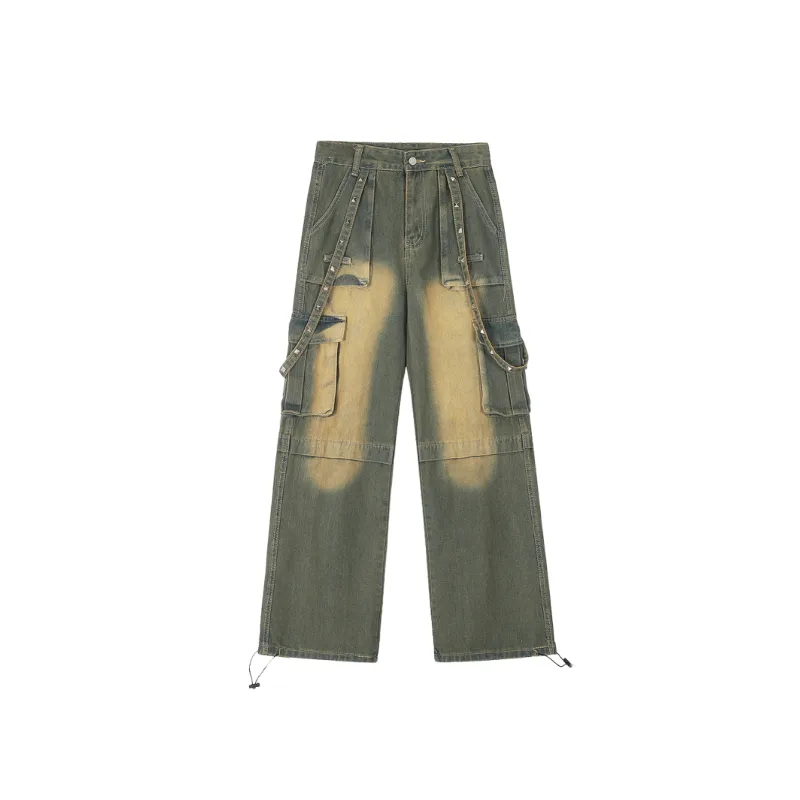 Trendy Loose Multi Pocket Jeans-1