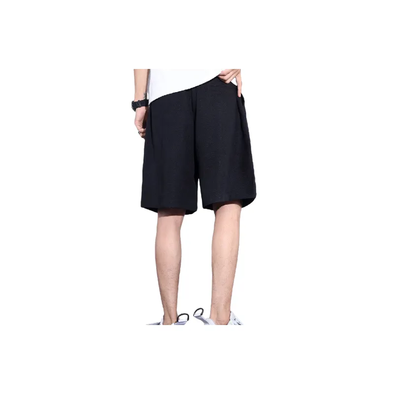 Loose Plain Cotton Casual Shorts-2