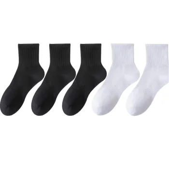Casual Plain Cotton Mid Calf Sock