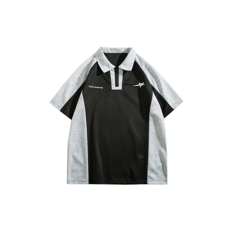 Contrast Color Stitching Polo Shirt-0