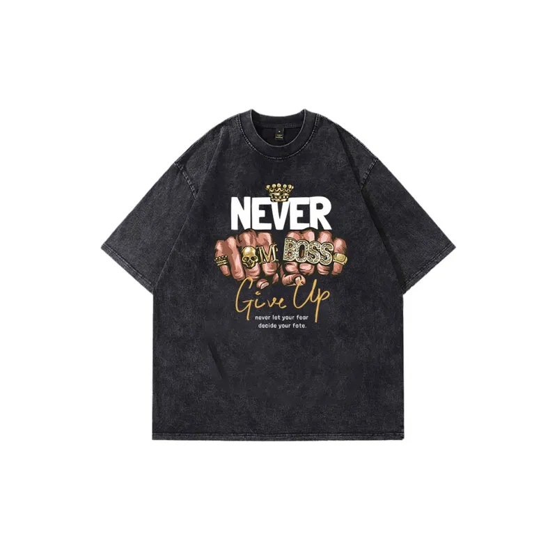 Retro Fist Print Retro T Shirt-0