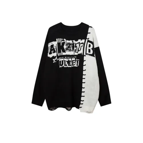 Street Creative Design Stitching Crewneck Sweater