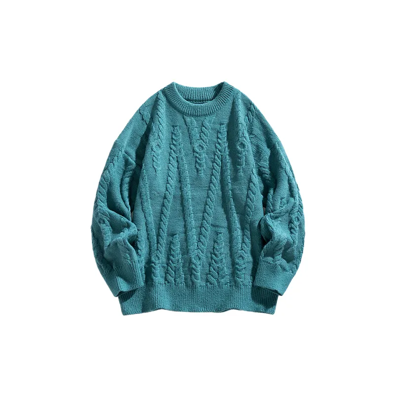 Simple Loose Blended Synthetic Fabrics Sweater-6