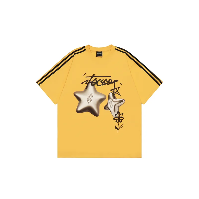 Loose Round Neck Print T Shirt-4