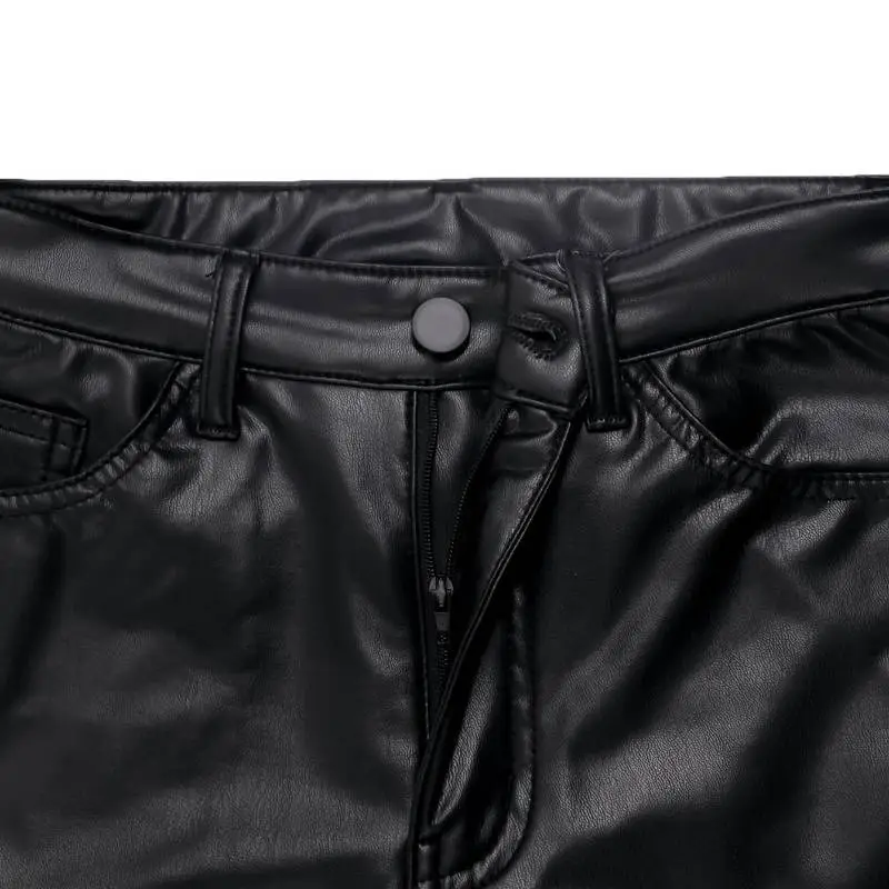 Casual Fashionable Loose Leather Pants-4