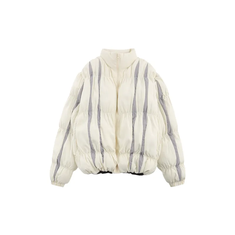 Contrast Color Stitching Collar Cotton Coat-4