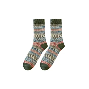 Fashionable Retro Polyester Cotton Mid Calf Sock