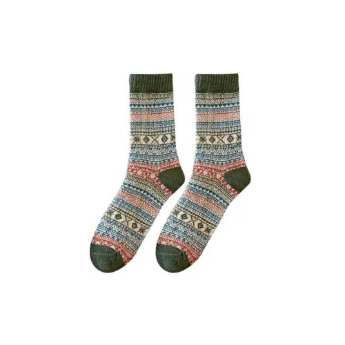 Fashionable Retro Polyester Cotton Mid Calf Sock