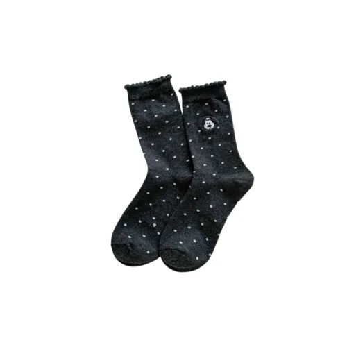 Embroidery Simple Cotton Mid Calf Sock
