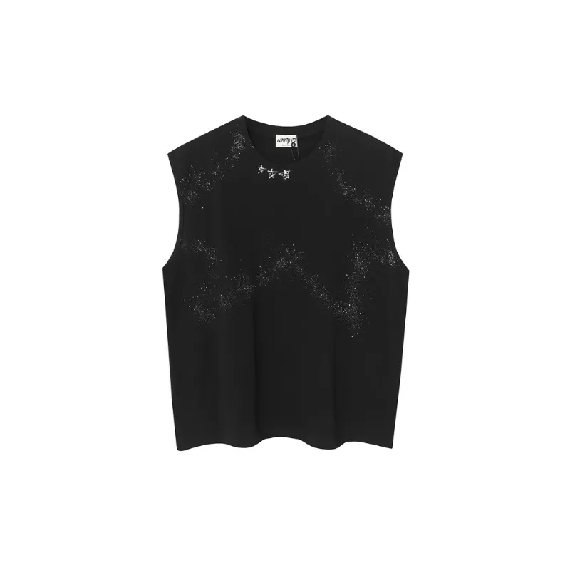 Pentagram Gradient Letters Printed Vest-4