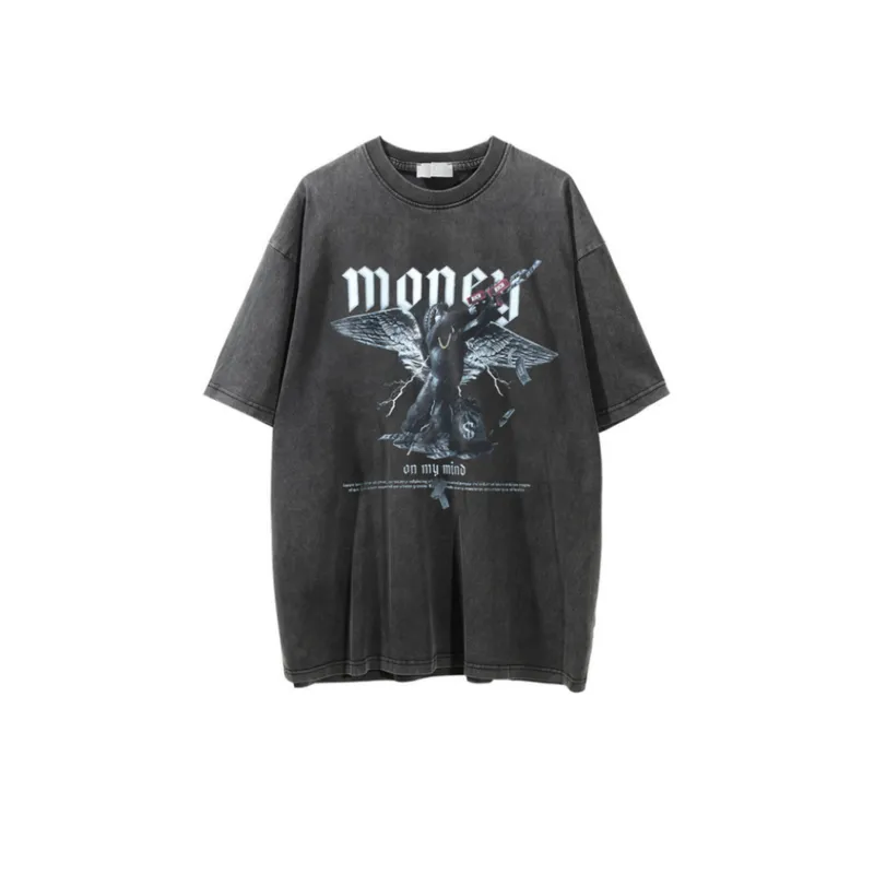 Angel Print Washed T Shirt-9