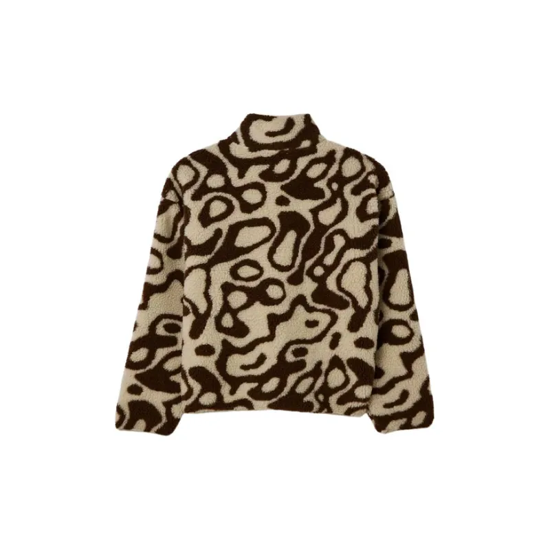 Loose Lapel Leopard Cardigan Jacket Plush Coat-1