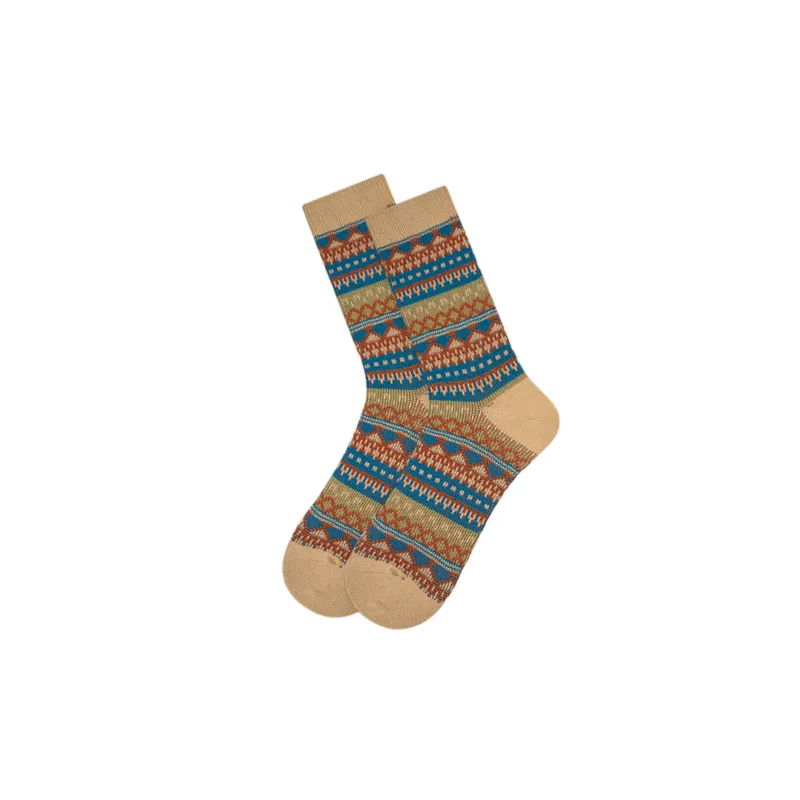 Retro Fashionable Combed Cotton Mid Calf Sock-3