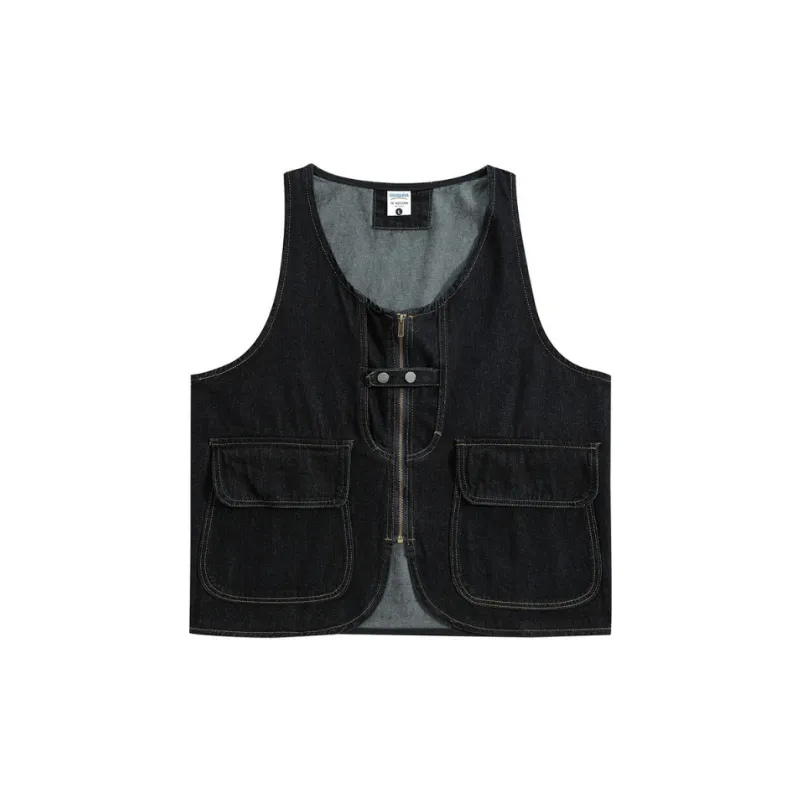 Trendy Functional Denim Vest-0