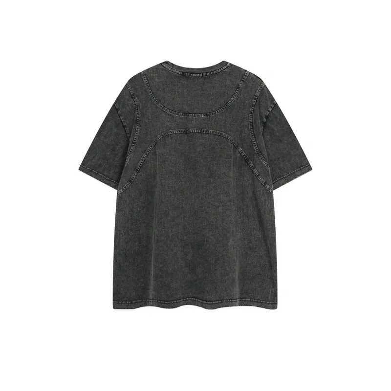Heavy Stitching Embroidery Distressed T Shirt-1