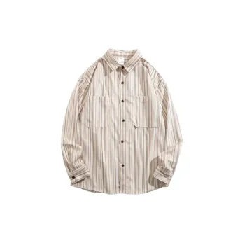 Retro Striped Cotton Blended Fabric Shirt