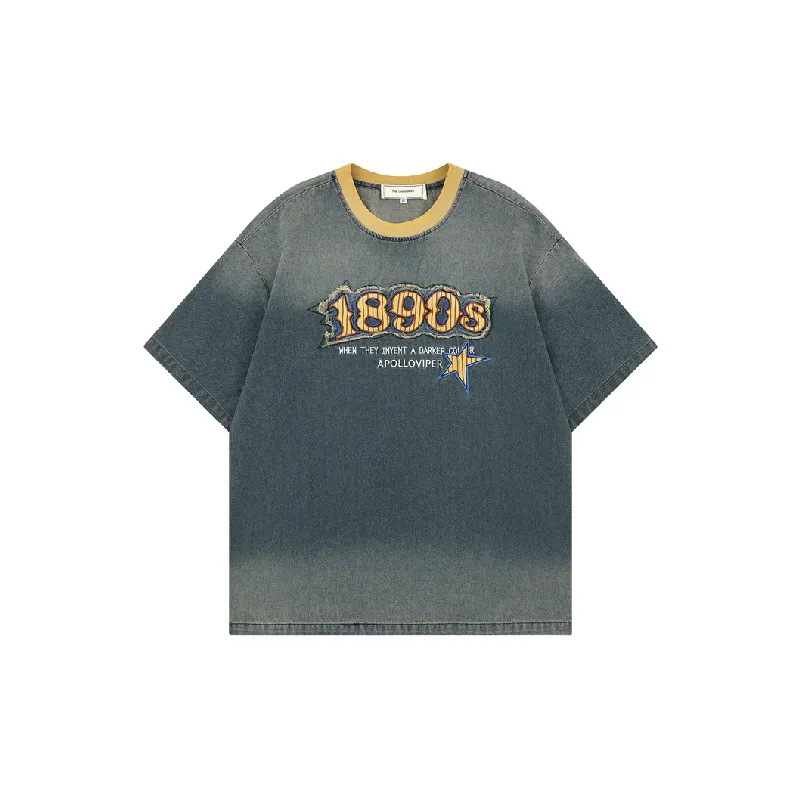 Retro Casual Denim T-Shirt-0