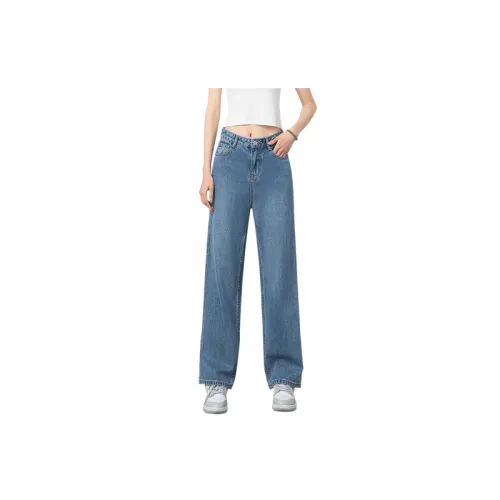 Retro Straight Leg Jeans Women