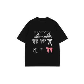 Casual Bow Cotton Blended Fabric T Shirt