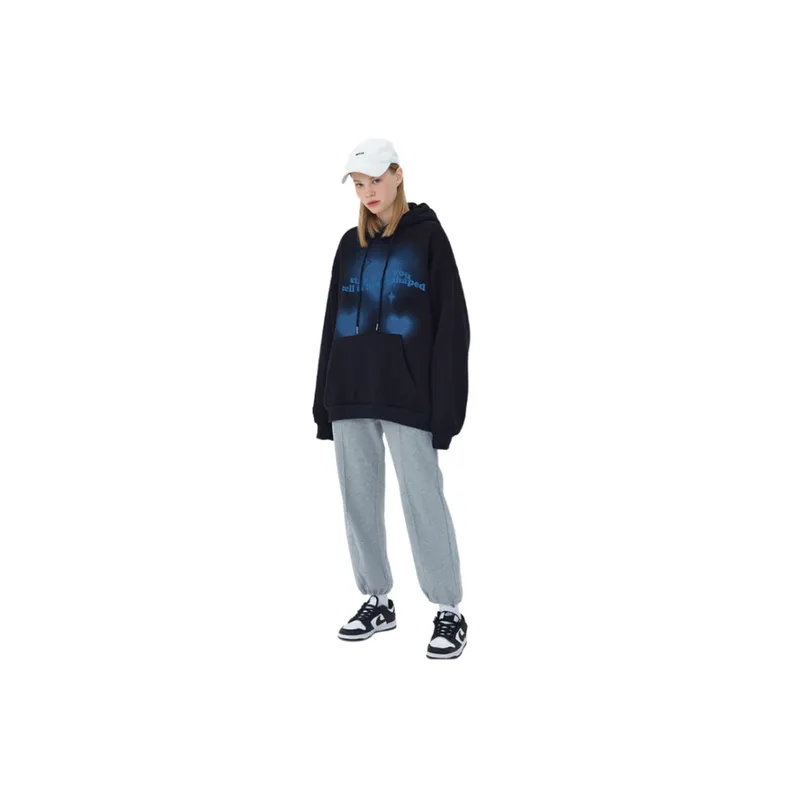 Letter Loose Casual Fleece lined Hoodie-6