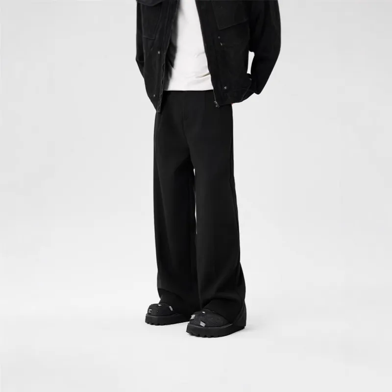 Casual Loose Blended Synthetic Fabrics Suit Trousers-3