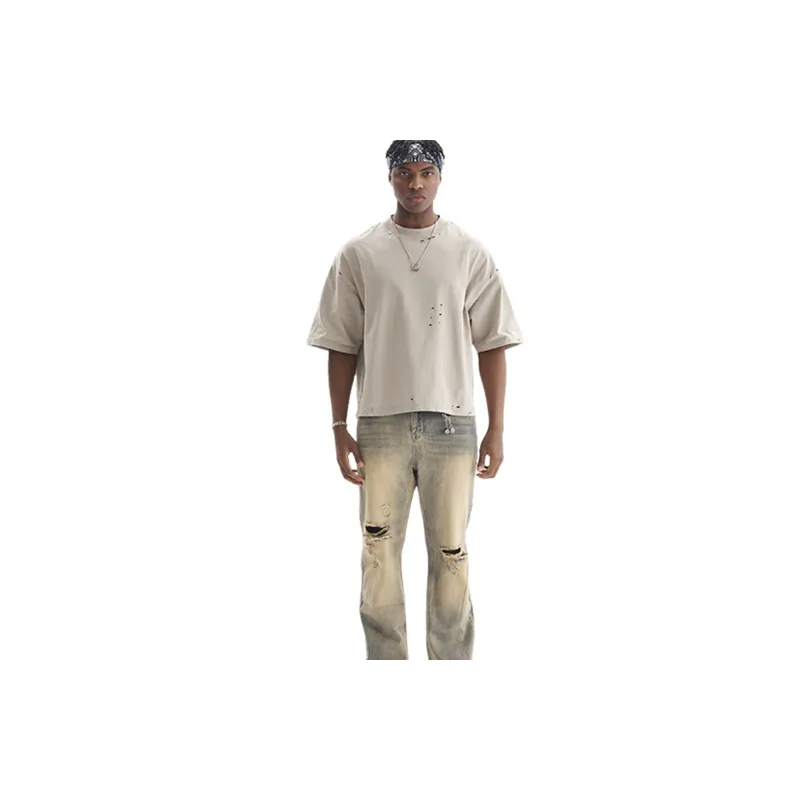 Simple Plain Linen/Cotton Blended Fabric T Shirt-3
