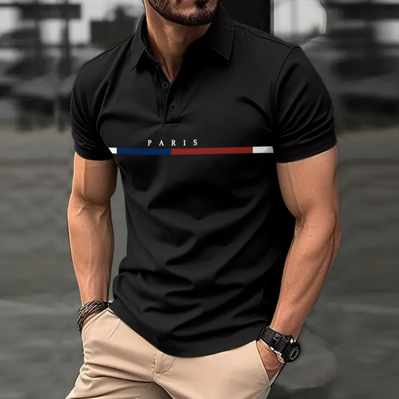 Contrast Color Button T Shirt-3