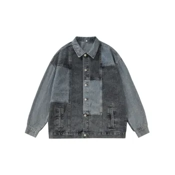 New Season Patch Stitching Loose Fashionable Casual Laps Denim Jacket