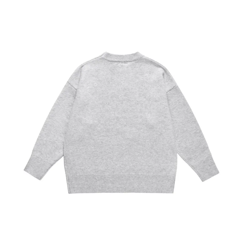 Retro Plush Letter Crewneck Loose Lazy Style Sweater-1