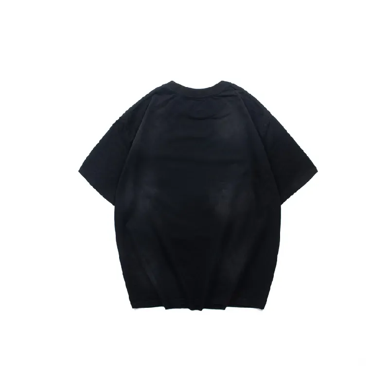 Loose Washed Cotton Blended Fabric T Shirt-1