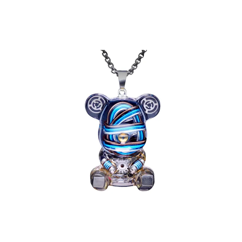 Mechanical Bear Pendant Cyberpunk Luminous Necklace
